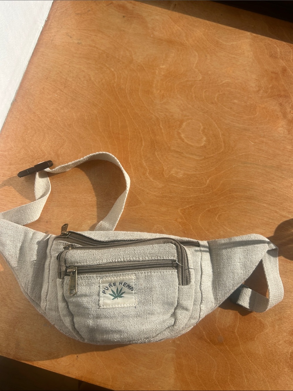 Natural Beige Canvas Waist Bag
